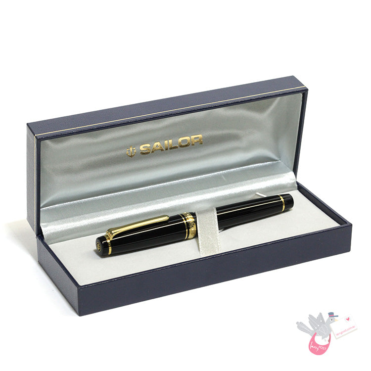 SAILOR Prof Gear (21k bigold rhodium plated nib & converter) - Black/Gold - Broad Nib