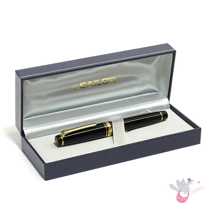 SAILOR Prof Gear (21k bigold rhodium plated nib & converter) - Black/Gold - Zoom Nib