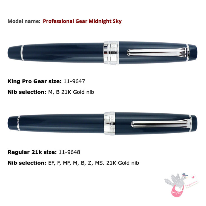 SAILOR Prof Gear - Pillow Book - (21k gold rhodium plated nib & converter) - Dark Blue/Rhodium - Broad Nib