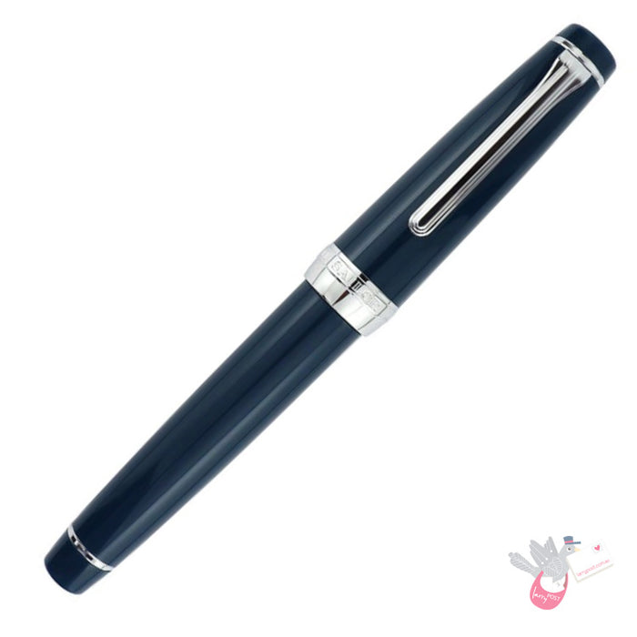 SAILOR Prof Gear - Pillow Book - (21k gold rhodium plated nib & converter) - Dark Blue/Rhodium - Broad Nib