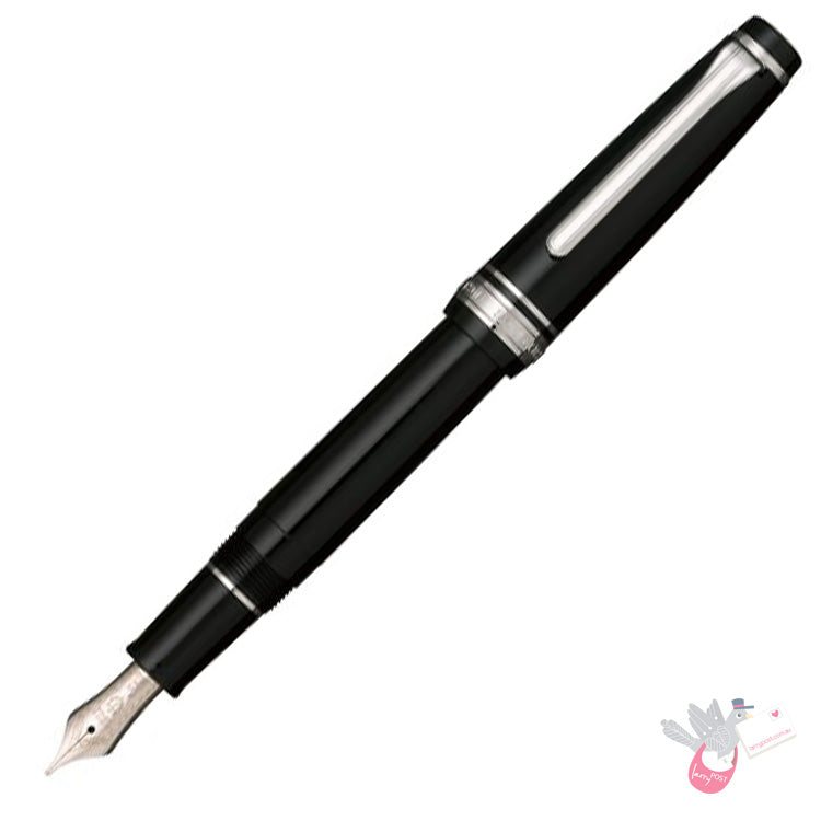 SAILOR Prof Gear Slim (14K gold nib & converter) - Black/Rhodium - Medium Nib
