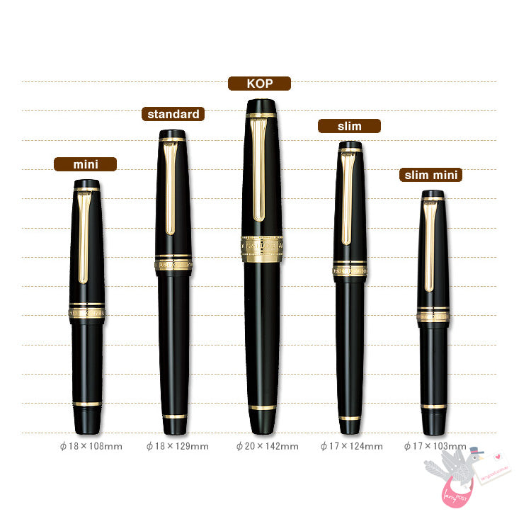 SAILOR Prof Gear Slim (14K gold nib & converter) - Black/Rhodium - Medium Nib