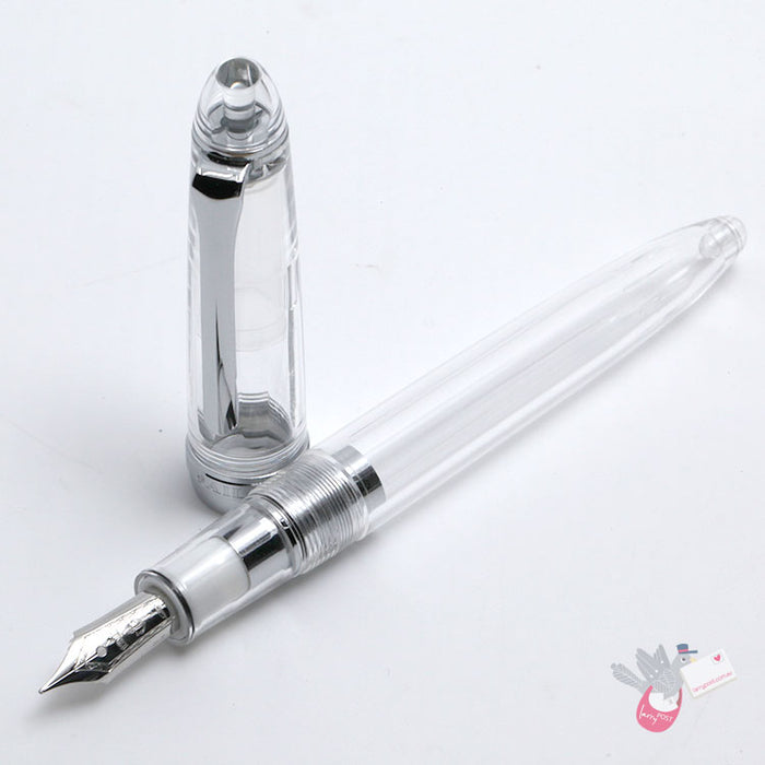 SAILOR SHIKIORI Fountain Pen Too Mei Kan - Demonstrator (Clear) - Chrome - Medium Fine Nib