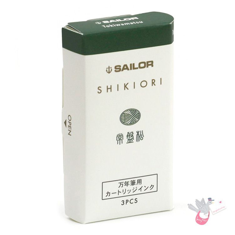 SAILOR SHIKIORI Fountain Pen Ink Cartridges - Pack of 3 - Tokiwamatsu (Pine Green)
