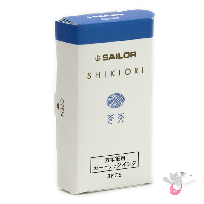 SAILOR SHIKIORI Fountain Pen Ink Cartridges - Pack of 3 - Souten (Azure Sky)