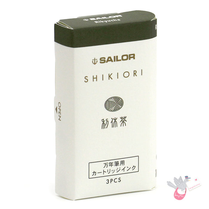 SAILOR SHIKIORI Fountain Pen Ink Cartridges - Pack of 3 - Rikyucha