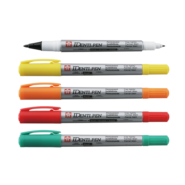 SAKURA Identi-Pen Permanent Marker - Dual Tip (1.0mm / 0.4mm) - Colours - Set 8