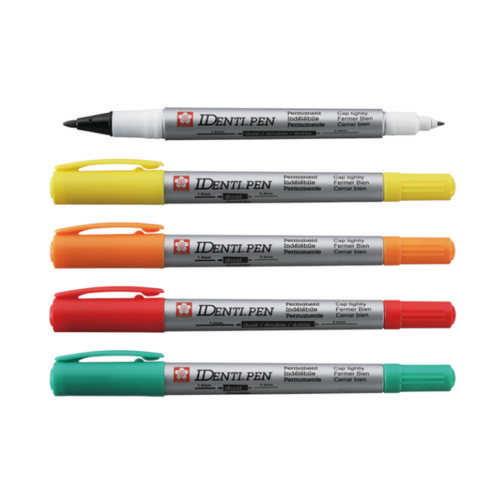 SAKURA Identi-Pen Permanent Marker - Dual Tip (1.0mm / 0.4mm) - Colours - Set 8