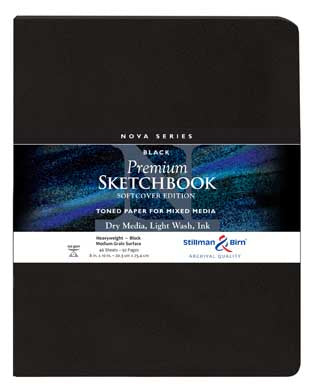 STILLMAN & BIRN Nova Sketchbook - Softcover - Portrait XL (8 x 10" / 20.3 x 25.4cm) - 150gsm - Black Paper