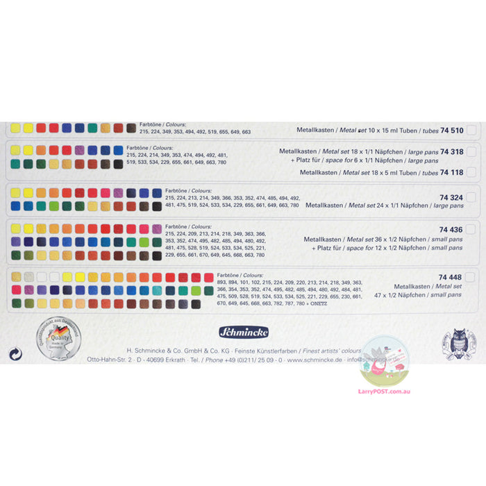 SCHMINCKE Horadam Aquarell Metal Set - 36 x Half Pans