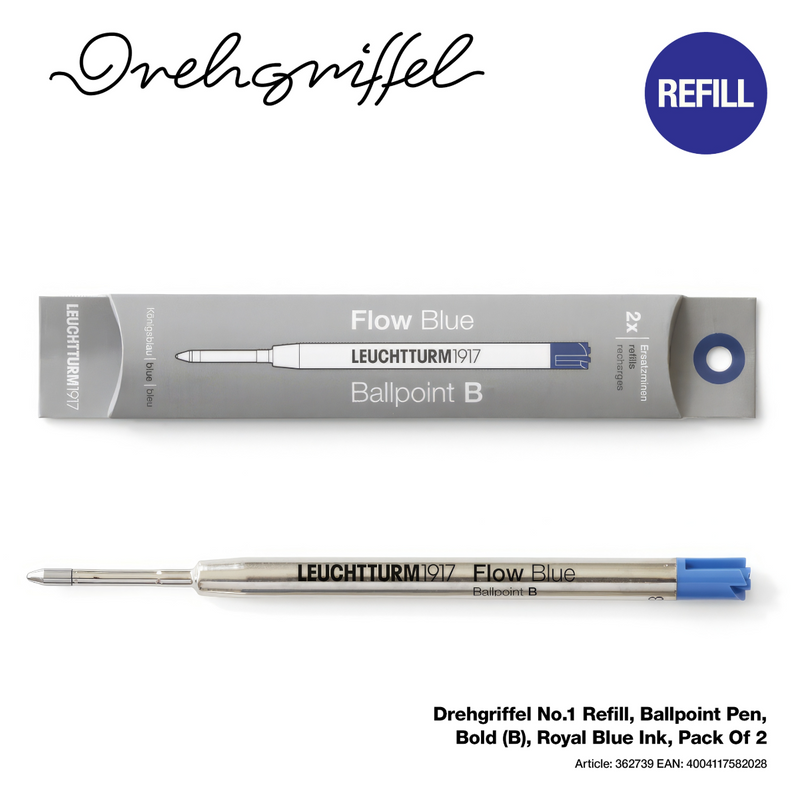 Drehgriffel No.1 Ballpoint Refill - Pack of 2 - Royal Blue Ink - Bold (B)