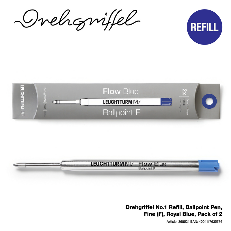 Drehgriffel No.1 Ballpoint Refill - Pack of 2 - Royal Blue Ink - Fine (F)