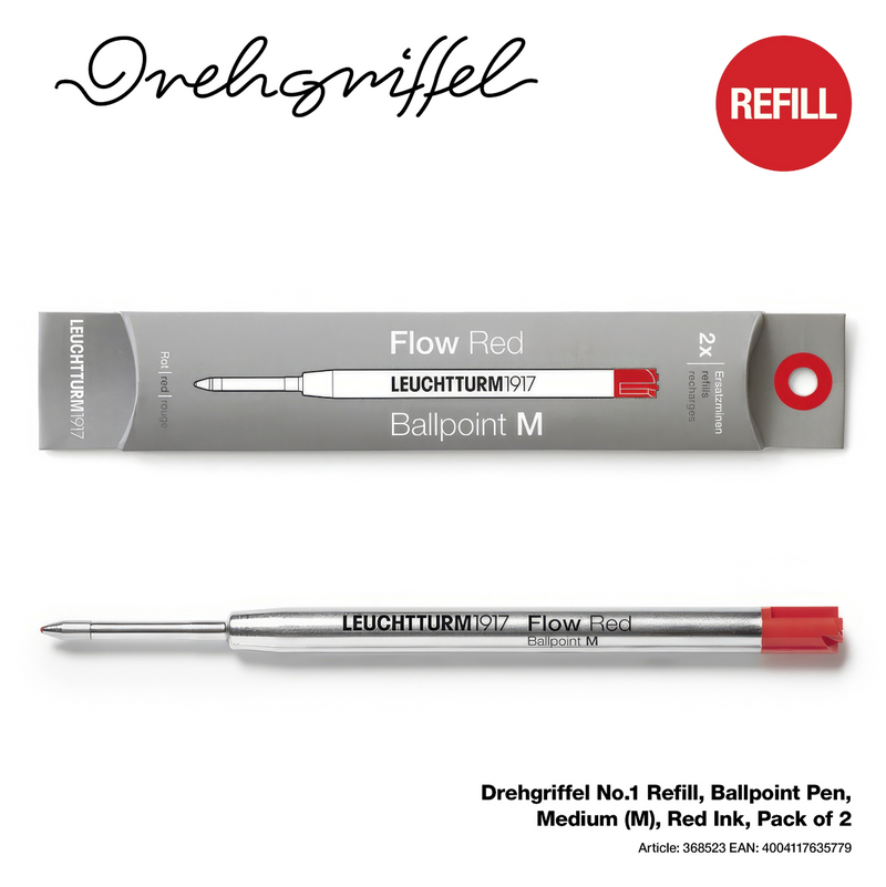 Drehgriffel No.1 Ballpoint Refill - Pack of 2 - Red Ink - Medium (M)