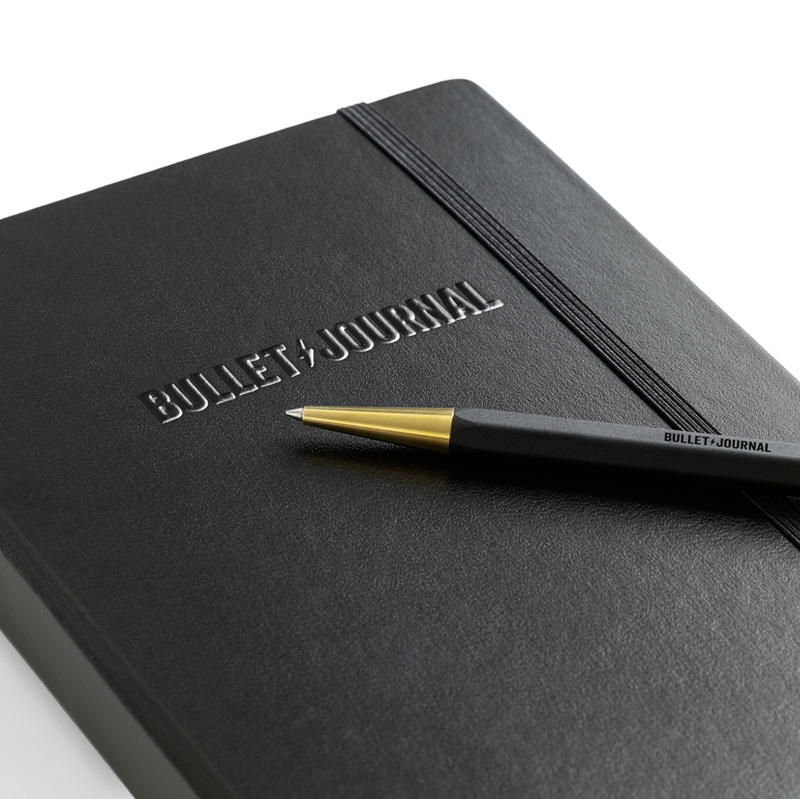 Drehgriffel Bullet Journal Edition - Gel Twist Pen - Black Ink (0.5mm) - Brass Tip - Aluminium Barrel in Black