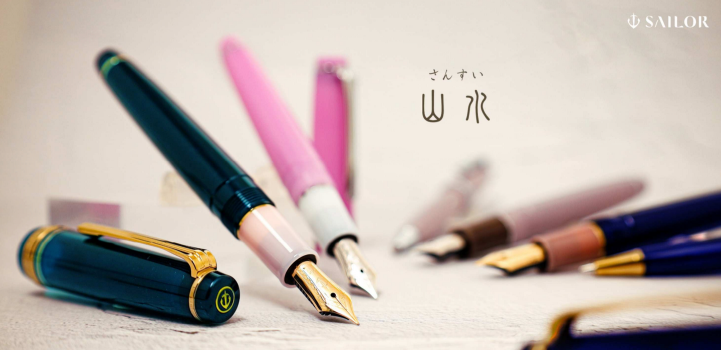SAILOR Shikiori PG Slim (14k nib & converter) - Evening Swallow (Spring) - Dark Blue/Gold - Medium Fine Nib