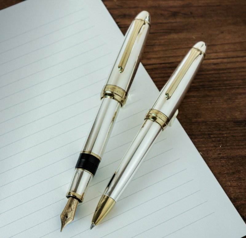 SAILOR 1911 Sterling Silver - Large Series (18K gold nib & Converter) - Silver/Gold