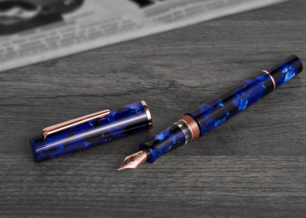 TWSBI Kai Fountain Pen (Limited Edition) - Mixed blue resin with rose gold trim and nib - Fine nib