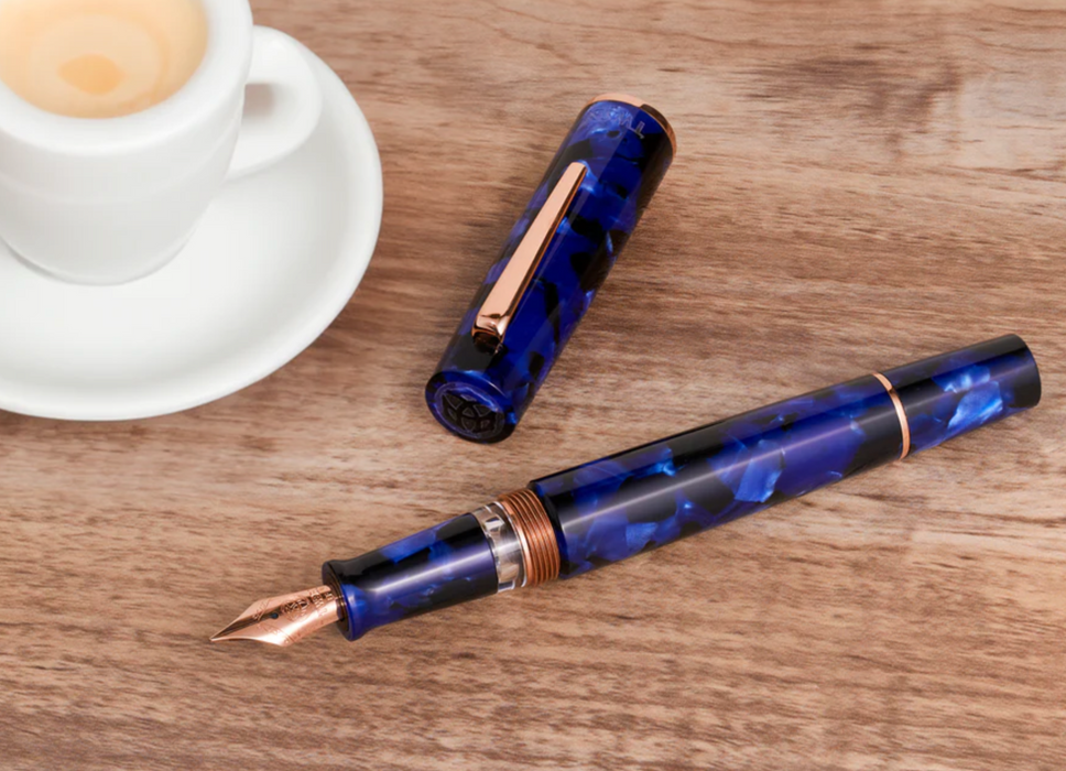 TWSBI Kai Fountain Pen (Limited Edition) - Mixed blue resin with rose gold trim and nib - Fine nib