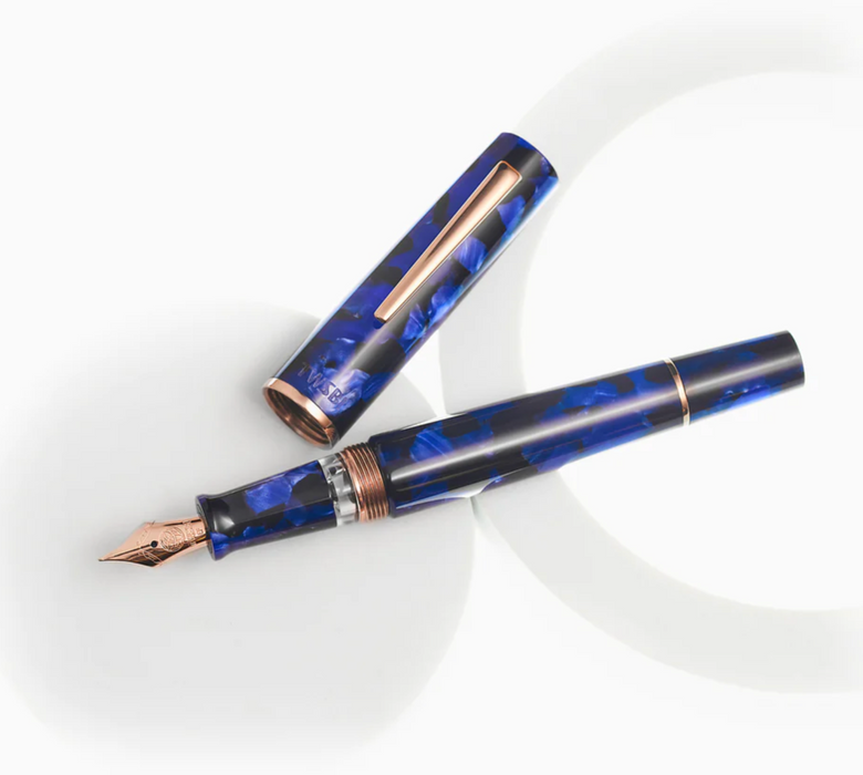 TWSBI Kai Fountain Pen (Limited Edition) - Mixed blue resin with rose gold trim and nib - Fine nib
