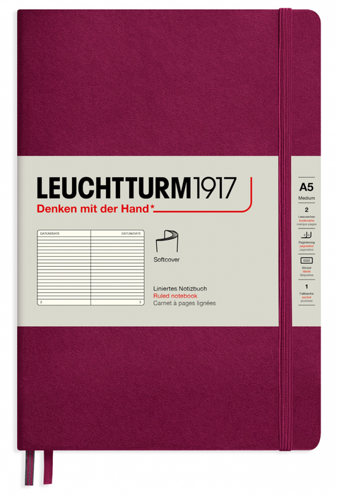 LEUCHTTURM1917 Soft Cover - Medium (A5) - Ruled - Port Red