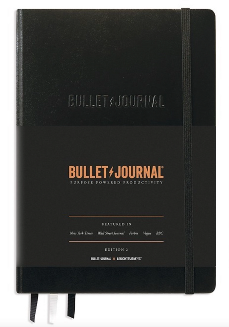 LEUCHTTURM1917 Bullet Journal Edition 2 All Black Collectors Set – 1x Bullet Journal A5, 1x Twist Pen, 1x Pen Loop - 120gsm Paper - Medium (A5) - Dotted - Black