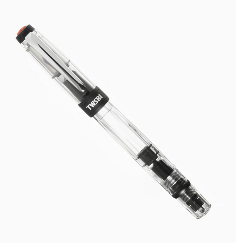 TWSBI Diamond 580ALR Black Fountain Pen - Clear body with Black trim - 1.1mm Italic (stub) Nib