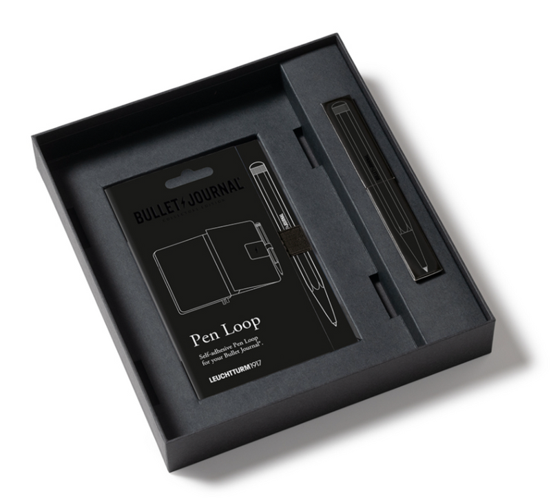 LEUCHTTURM1917 Bullet Journal Edition 2 All Black Collectors Set – 1x Bullet Journal A5, 1x Twist Pen, 1x Pen Loop - 120gsm Paper - Medium (A5) - Dotted - Black
