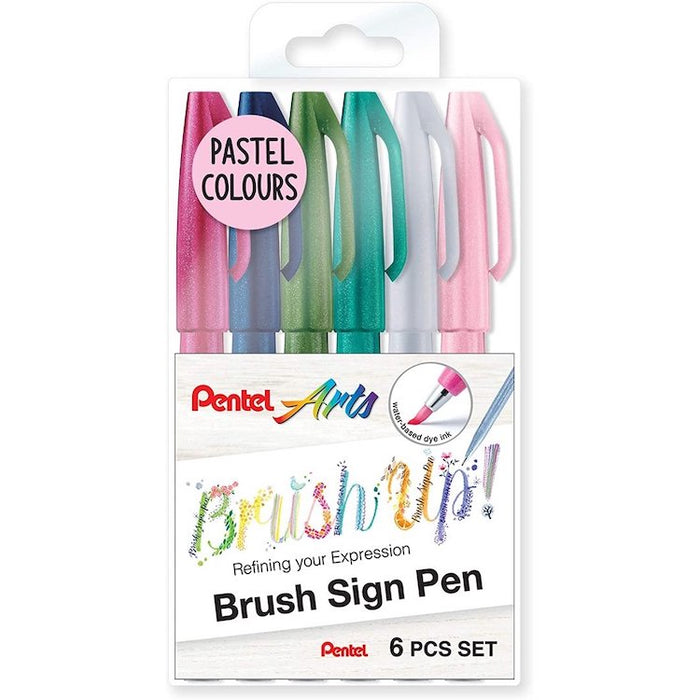 PENTEL Brush Sign Pen - Wallet x 6
