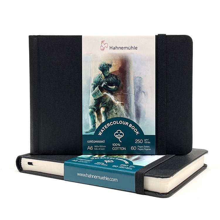 HAHNEMUEHLE 100% Cotton Watercolour Sketchbook - 250gsm - 60 pages - A6 Landscape