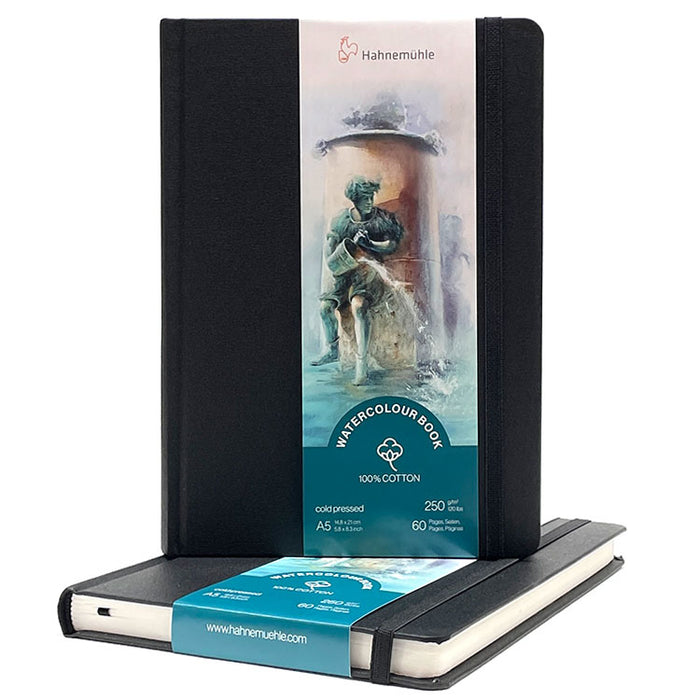 HAHNEMUEHLE 100% Cotton Watercolour Sketchbook - 250gsm - 60 pages - A5 Portrait