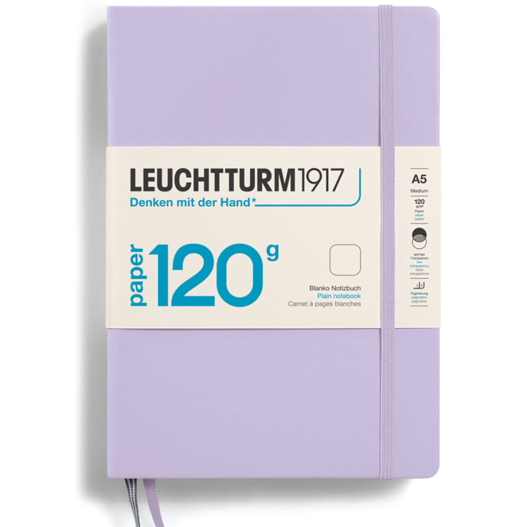 LEUCHTTURM1917 120gsm Classic Hard Cover Notebook - Medium (A5) - Plain - Lilac