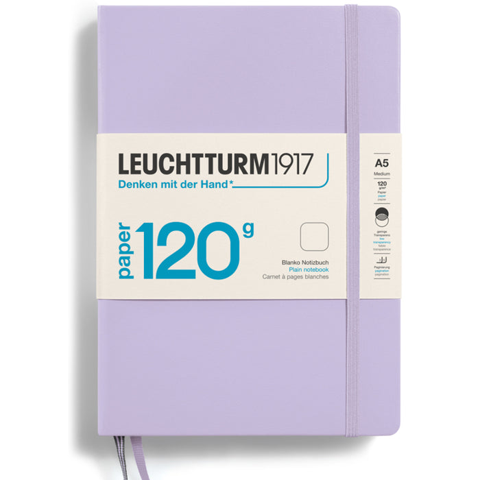 LEUCHTTURM1917 120gsm Classic Hard Cover Notebook - Medium (A5) - Plain - Lilac