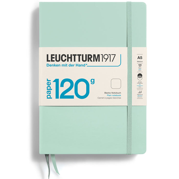 LEUCHTTURM1917 120 gsm Classic Hard Cover Notebook - Medium (A5) - Plain - Mint Green