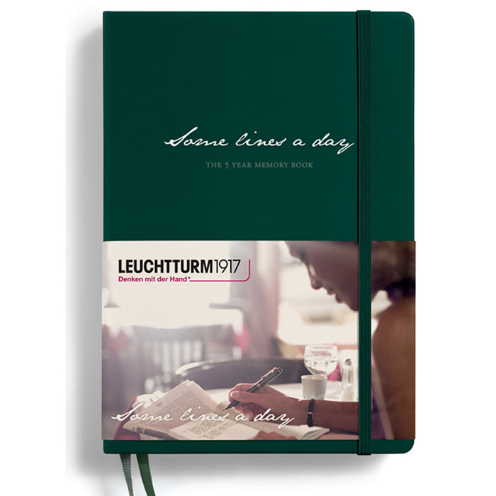 LEUCHTTURM1917 "Some lines a day" 5 year Diary / Memory Book - Hard Cover - Medium A5 - Forest Green
