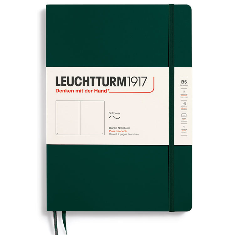 LEUCHTTURM1917 Composition Notebook Soft Cover - B5 - Plain - Forest Green