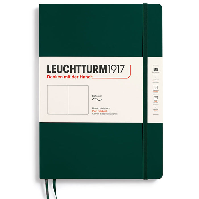 LEUCHTTURM1917 Composition Notebook Soft Cover - B5 - Plain - Forest Green