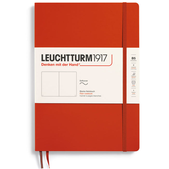 LEUCHTTURM1917 Composition Notebook Soft Cover - B5 - Plain - Fox Red
