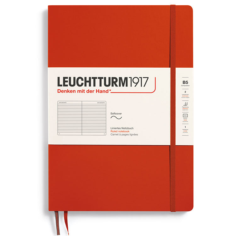 LEUCHTTURM1917 Composition Notebook Soft Cover - B5 - Ruled - Fox Red