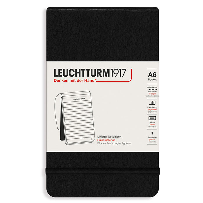 LEUCHTTURM1917 Classic Hard Cover - Reporter Notebook (A6) - Ruled - Black 