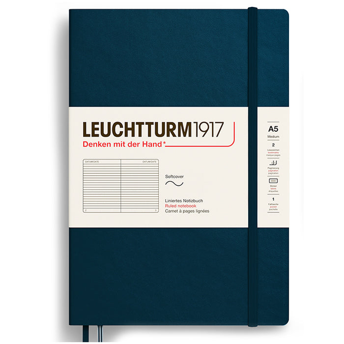 LEUCHTTURM1917 Soft Cover - Medium (A5) - Ruled - Deep Sea