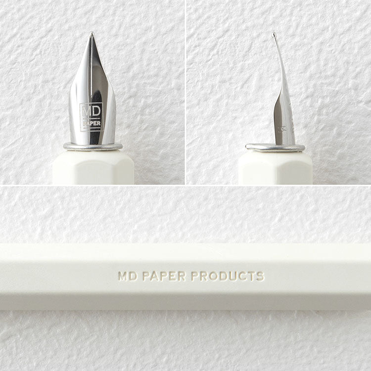 MIDORI Dip Fountain Pen - Stainless Steel/Cream - Steel Medium Nib
