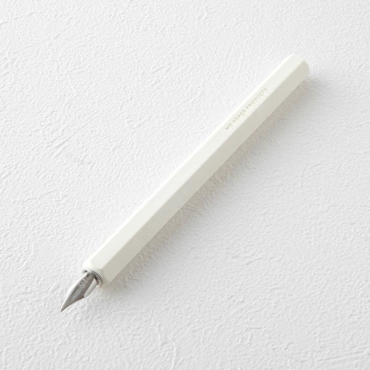 MIDORI Dip Fountain Pen - Stainless Steel/Cream - Steel Medium Nib