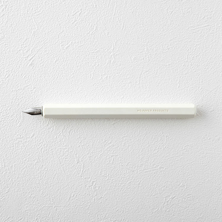 MIDORI Dip Fountain Pen - Stainless Steel/Cream - Steel Medium Nib