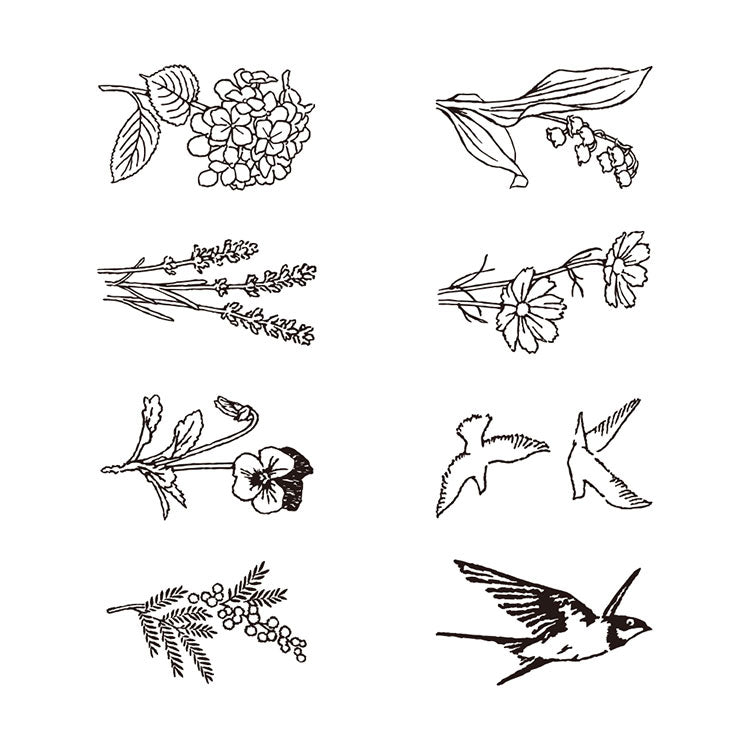 MIDORI - Stamp - Rotating Dial (8 images) - Flower & Bird