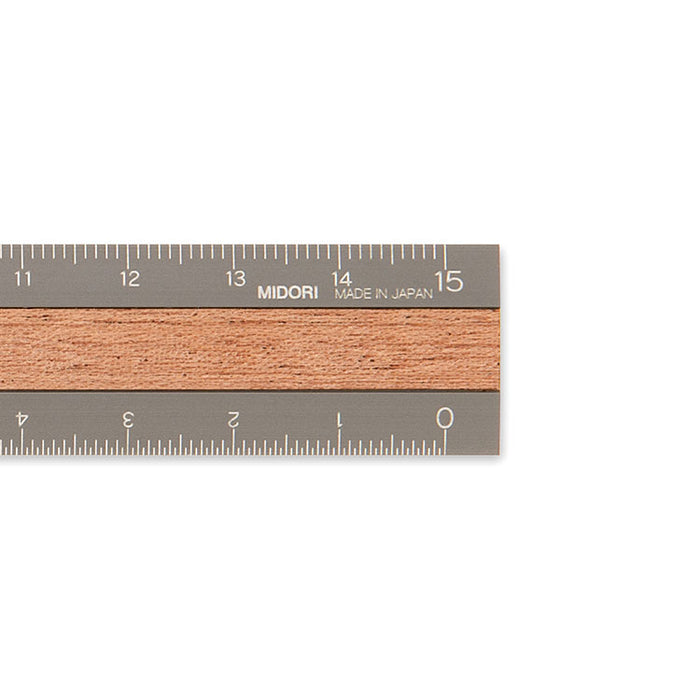 MIDORI - Ruler - 15cm - Grey Aluminium/Wood