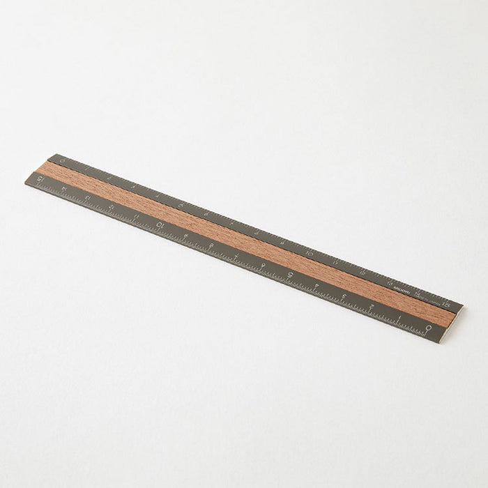 MIDORI - Ruler - 15cm - Grey Aluminium/Wood