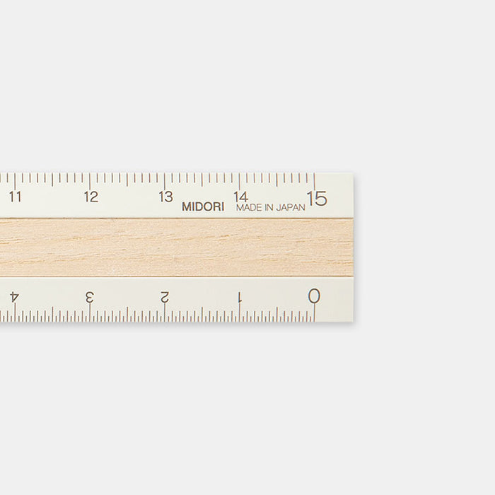 MIDORI - Ruler - 15cm - Ivory Aluminium/Wood