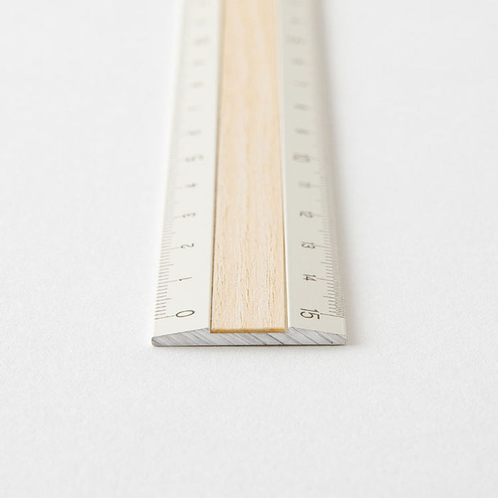 MIDORI - Ruler - 15cm - Ivory Aluminium/Wood
