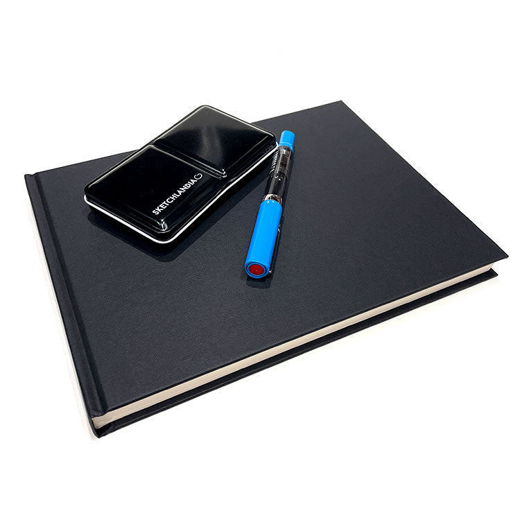 SEAWHITE OF BRIGHTON All-Media Hardcover (Black) Sketchbook - 140gsm (Sized) - 140 Pages - Landscape - XL (19 x 25cm)