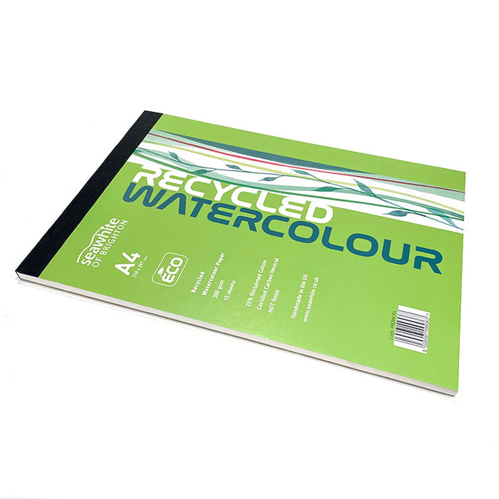 SEAWHITE OF BRIGHTON Recycled Watercolour Pad (25% cotton) - 300gsm - 15 Sheets - A4